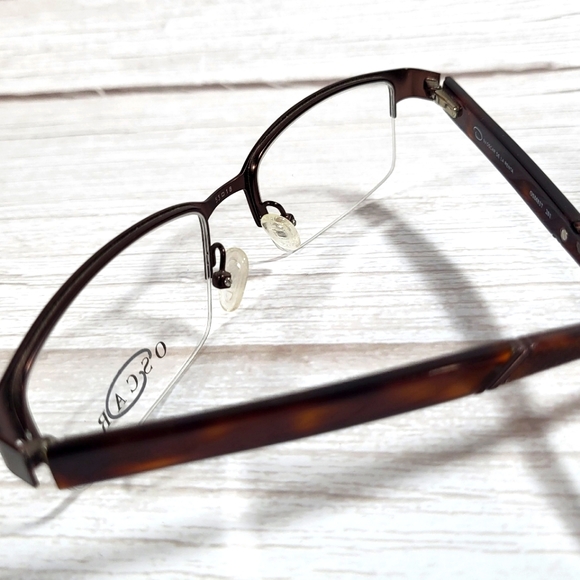 NEW Rx'able Oscar Eyeglass Frame Half Rim Brown Glasses Modern Busines 53-18-140 - Picture 4 of 5
